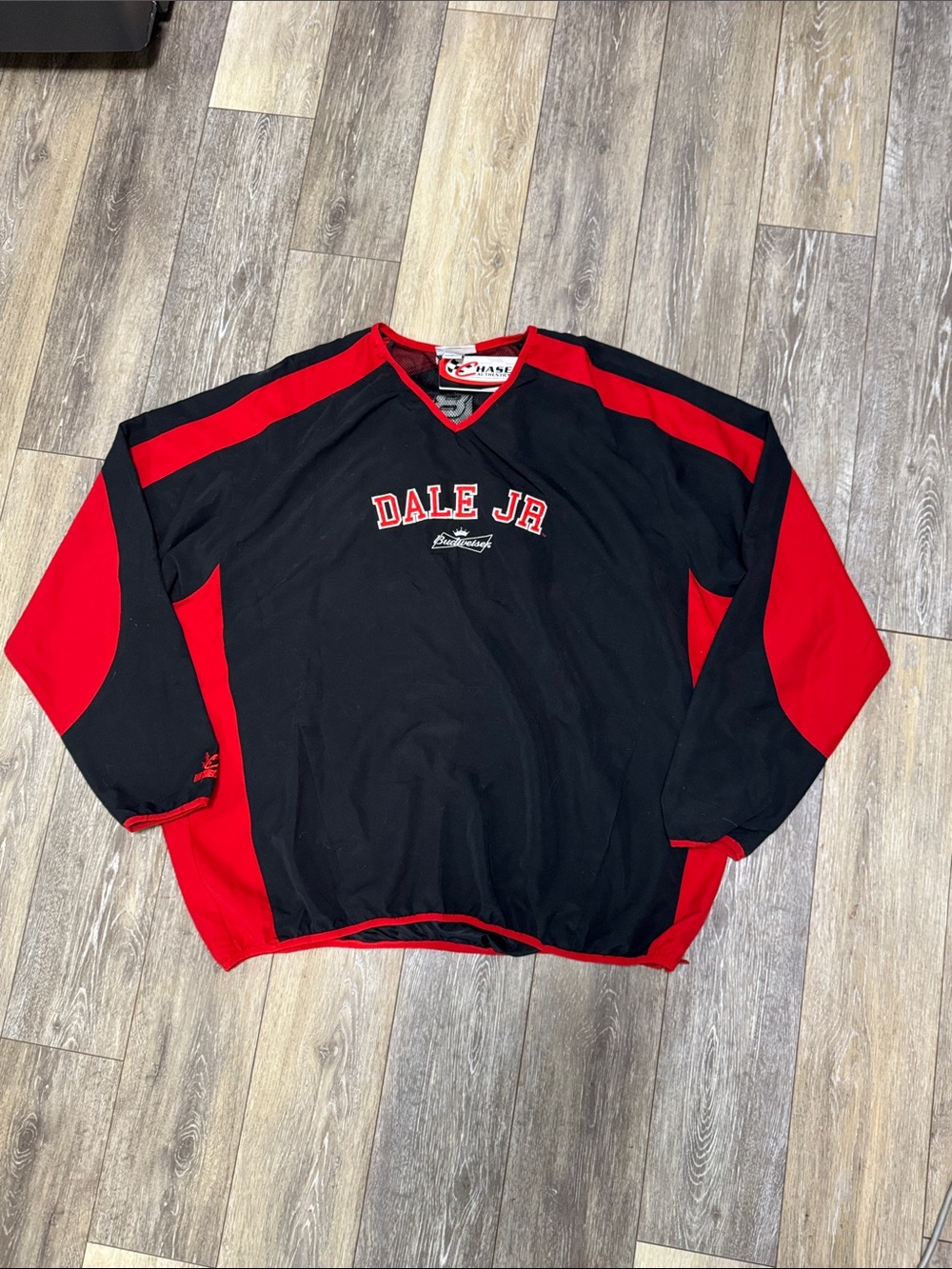 Chase Authentics Black and Red Mesh V-Neck Dale Junior Jersey